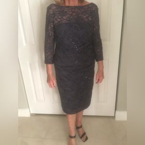 Ralph Lauren Charcoal gray lace cocktail dress